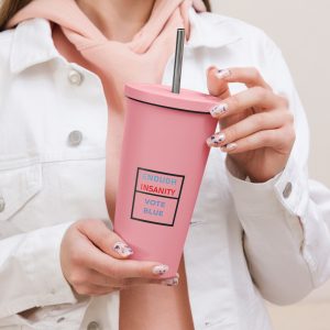 Insulated tumbler with a straw